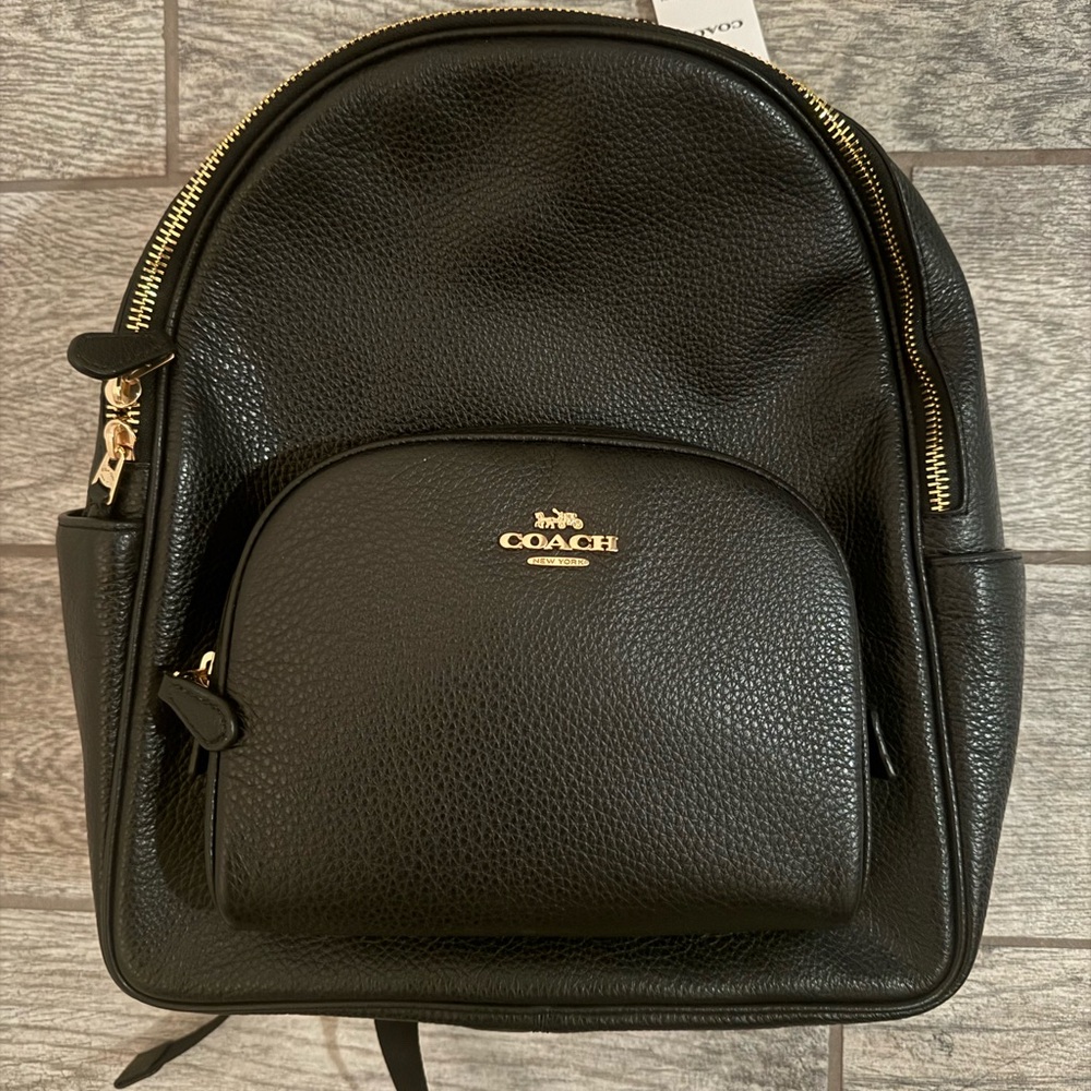 Coach Court Backpack Black with Gold Hardware